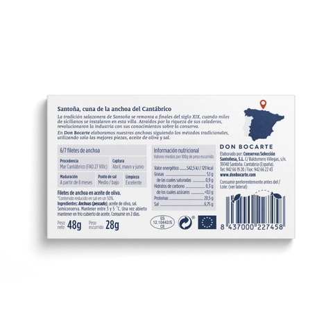 Don Bocarte Cantabrian Anchovies in Olive Oil 48g