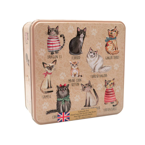 Assorted Biscuits – Embossed Cats in Jumpers Tin 160g