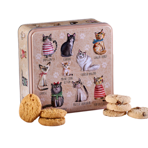Assorted Biscuits – Embossed Cats in Jumpers Tin 160g