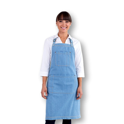 Leo Chambray Blue Denim Bib Apron